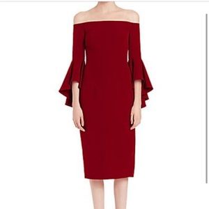NWT Milly Selena Bell Sleeve Dress in Bordeaux